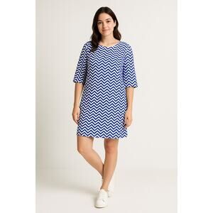 2/$30 Everly Blue White Chevron Shift Dress Women’s Small Lightweight